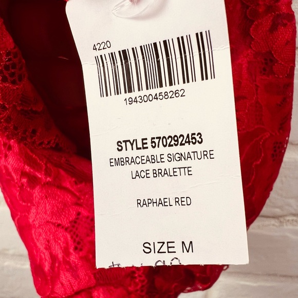 NWT Soma Embraceable Signature Lace Pull On Bralette M Medium Raphael Red #0378 - Picture 7 of 10